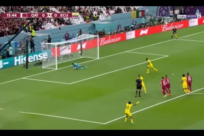 اهداف مباراة قطر والاكوادور الهدف الأول قطر ضد الأكوادور 0:2 الشوط الأول