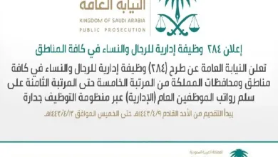 شروط وظائف النيابة العامة للنساء والرجال الحاصلين على شهادات الثانوية العامة