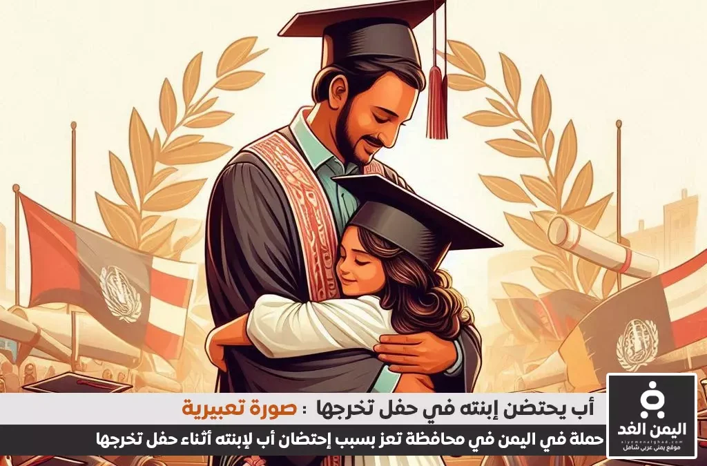 أب يحتضن إبنته اثناء حفل تخرجها