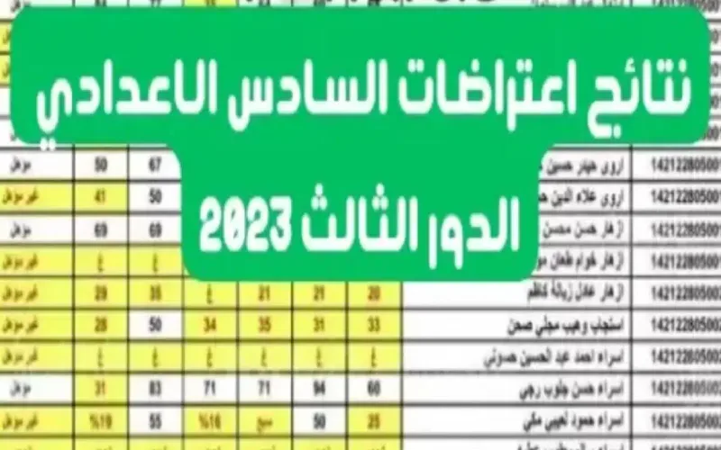 نتائج اعتراضات السادس الاعدادي الدور الثالث
