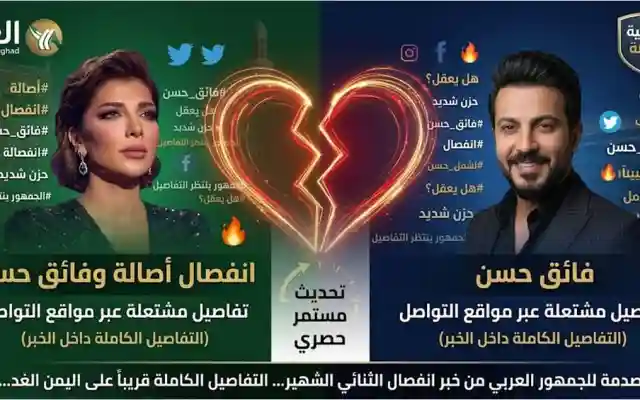 انفصال أصالة نصري وفائق حسن يشعل مواقع التواصل الاجتماعي (تفاصيل)