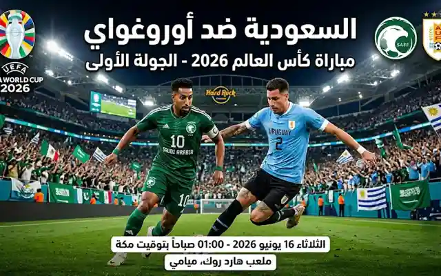 موعد مباراة السعودية وأوروغواي في كأس العالم 2026 والقنوات الناقلة
