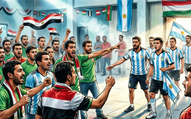 طرد مشجعي الأرجنتين في المركز الليبي يوم أمس اثناء مباراة مصر ضد الأرجنتين