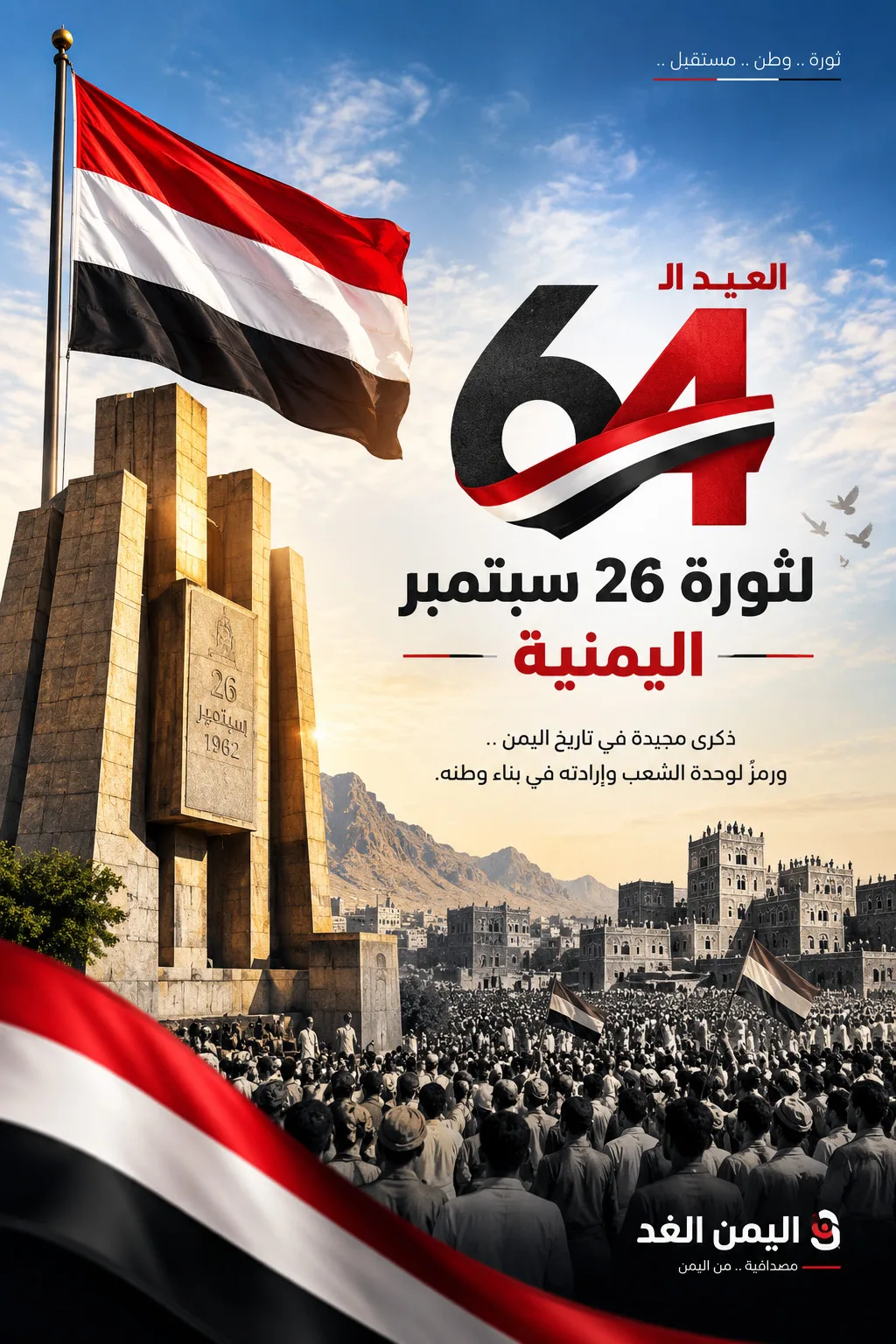 صور وتصاميم ثورة 26 سبتمبر للعيد الـ64